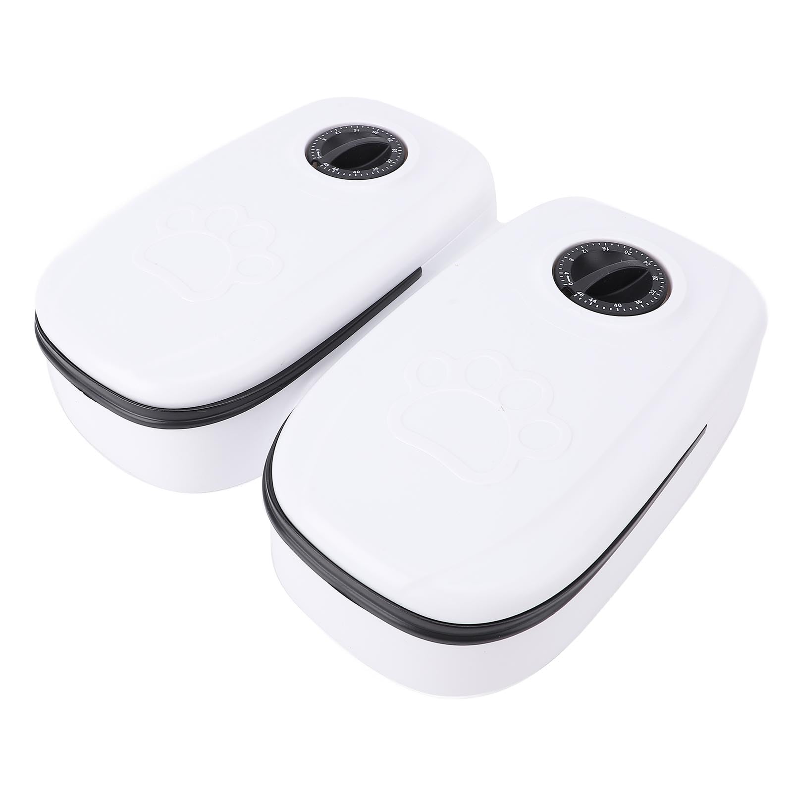 Generic Alimentatore Automatico per Cani e Gatti per 2 Pasti Alimentazione Temporizzata Fondo Antiscivolo Cibo Secco Umido Ciotole Separate Dispenser di Cibo per Animali Domestici per Programma di