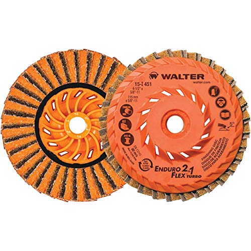 Walter 15I451 4-1/2x5/8-11 Enduro-Flex 2-in-1 Turbo Spin-On Finishing Flap Disc Type 27S, 10 Pack