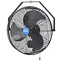 iLiving 18" Wall Mounted Variable Speed Indoor/Outdoor Weatherproof Fan, Industrial grade for Patio, Greenhouse, Garage, Workshop, and Loading Dock, 6360 CFM, Black