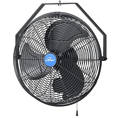 iLiving 18" Wall Mounted Variable Speed Indoor/Outdoor Weatherproof Fan, Industrial grade for Patio, Greenhouse, Garage, Workshop, and Loading Dock, 6360 CFM, Black