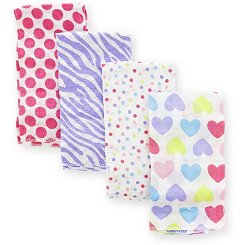 New Born Baby Cloths for Gils, Colorful Burp Cloth (Multi Color, 4 Pack)