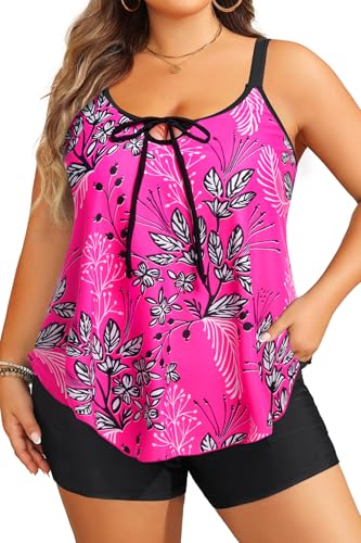 Image of Daci Women Plus Size Tankini Swimsuit - 2 Piece Flowy Plus Size Bathing Suits and Shorts with Pockets 2025
