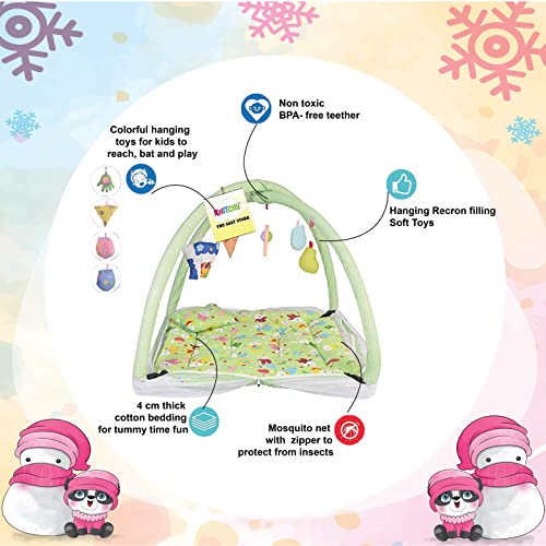 Image of Kwitchy Baby Bed New Born Baby Bedding Set | Mosquito Net | Play Gym | Baby Shower | Gift Pack | Essential Combo (0-6 Months) Green