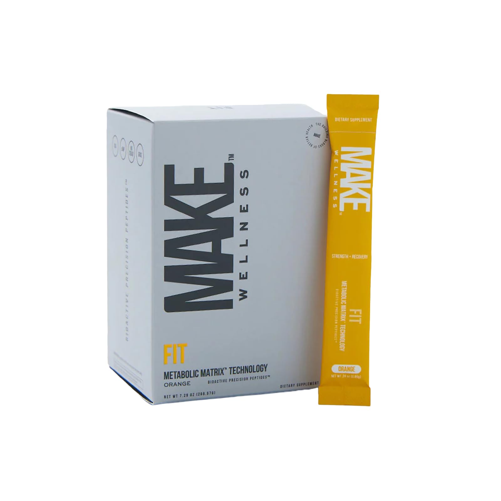 Péptidos Make Wellness FIT | 30 sobres | Favorece la recuperación y el tono muscular | Vitamina D3 y glicinato de magnesio | Sabor natural a naranja