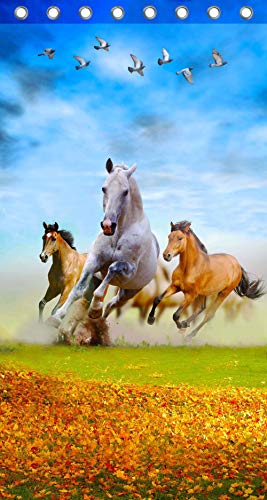 Image of Swayam Blackout Polyester Kids Window Curtain for Living Room & Bedroom | 5 Feet | Room Darkening Curtain with Eyelets | Pack of 1 | Horse Design - Blue