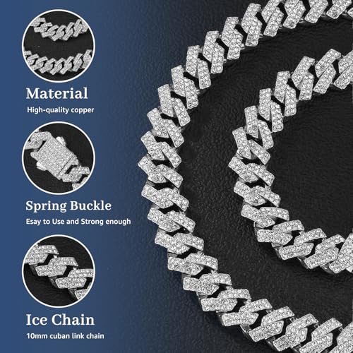 Diamond Iced Out Chain for Men Women Custom Chai with Letter Pendant Necklace Personalized Iced Out Pendant with Cuban Link Chain Birthday Christmas Gifts for Hip Hop Lovers4