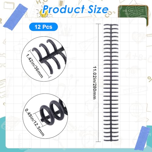GORGECRAFT 12 Stück Bindekämme 30 Ringe Schwarzer Kunststoff Spulenmaschinendraht Doppelspirale Zuschneidbarer Buchbinder Hinzufügen von Seiten Für Lehrer Schüler Dokument Notizbuch Dateierstellung