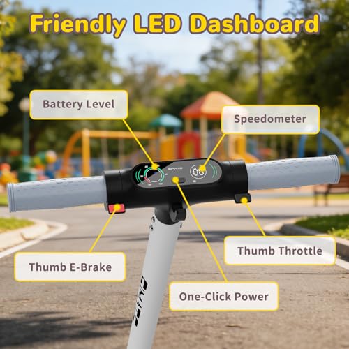 Image of SIMATE Electric Scooter for Kids 6-14, Colorful Lights & Double Brake System, Aluminum Alloy Frame, Foldable, LED Display, for Boys Girls