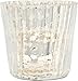 Luna Bazaar Vintage Mercury Glass Candle Holders (3-Inch, Caroline Design, Vertical Motif, Silver, Set of 4) - For Use with Tea Lights - For Parties, Weddings, and Homes - Mercury Glass Votive Holders