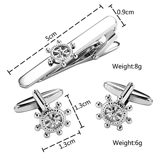 Beydodo Alfiler pak voor heren, zilverkleurig, naald en manchetknopen - Image 3