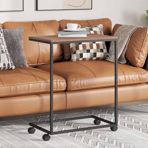 XHNIFBN Modern C Shaped Side Table 13.8"x21.7"x27.6" Black