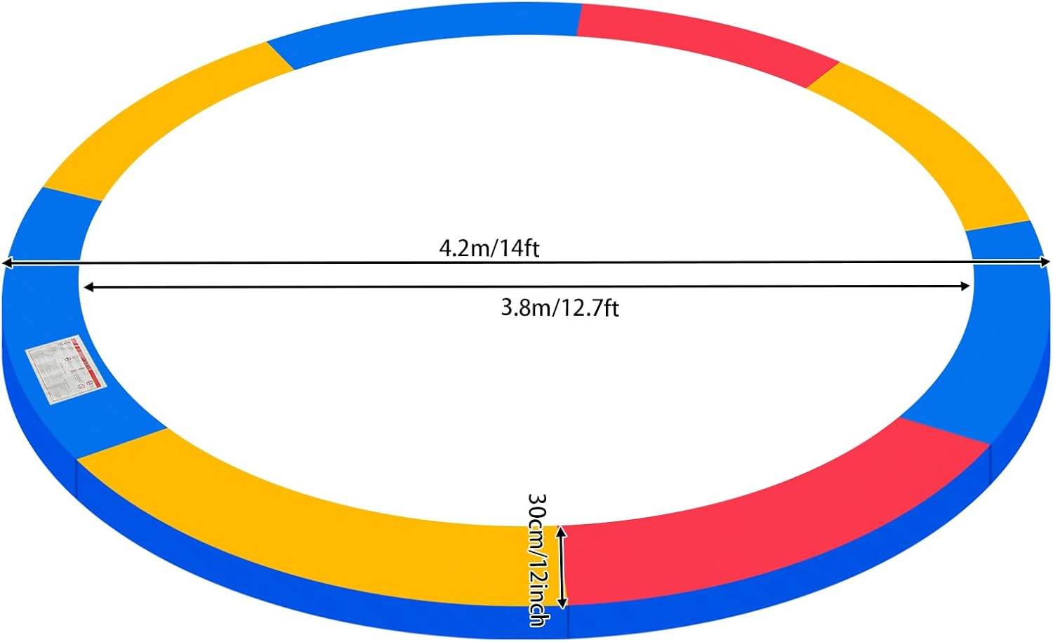 Trampoline Pad 8FT 10FT 12FT 14FT 15FT 16FT Trampoline Replacement Safety Pad, Waterproof, Tear-Resistant, Sun-Resistant Safety Spring Cover Round Frame Pad, Trampoline Pad Replacement (14FT Colorful)