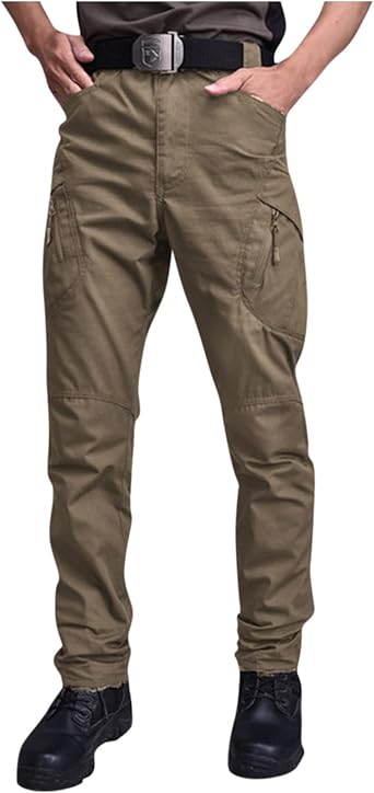OIOLOYJM Military Cargo Pants for Men Hiking Relaxed Fit Work Waterproof Stretch Tactical Lightweight Outdoor Travel Pant