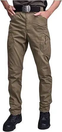 OIOLOYJM Military Cargo Pants for Men Hiking Relaxed Fit Work Waterproof Stretch Tactical Lightweight Outdoor Travel Pant