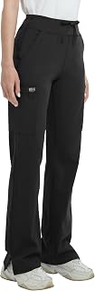 QBK High Rise Yoga Scrub Pants Women - Straight Wide Leg Uniform Pants with Carg