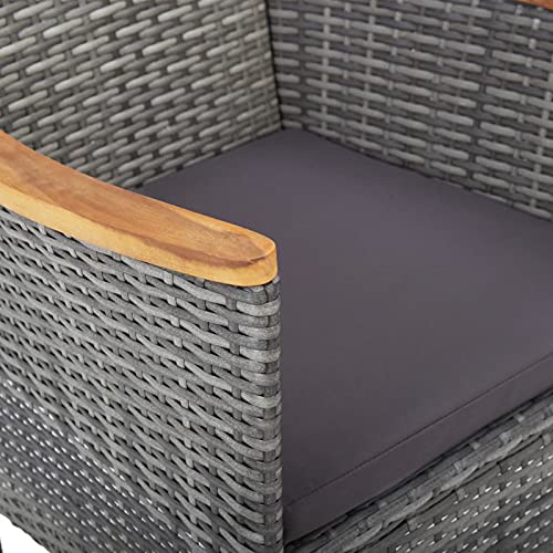 Table avec chaises d'extérieur en résine tressée et bois résistant - 4