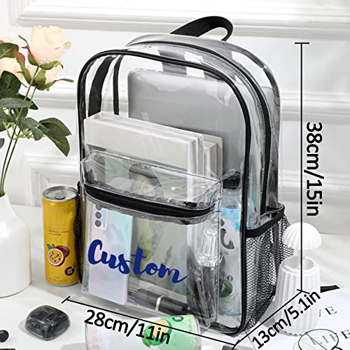 Personalized Clear Backpack Custom Name Clear Bookbag Customized Colorful Text, PVC Heavy Duty Transparent Backpack, Gifts2