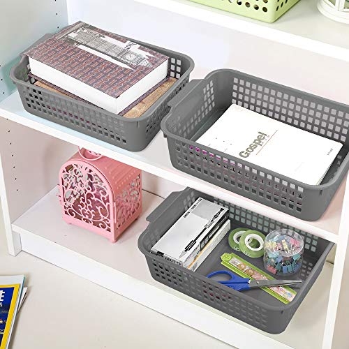 Ggbin 6 Pack Plastic Baskets Organizer, Shelf Basket(Gray) #TOP5