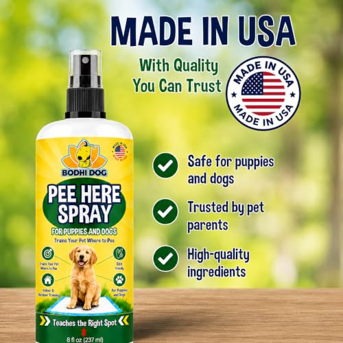 Image of Pee Here Dog Potty Training Spray - Teaches Your Puppy The Right Spot to Go - Attracts Dogs to Pee Pads, Grass, and Approved Potty Areas
