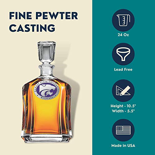 Image of Heritage Pewter Kansas State University Capitol Decanter | 24 OZ Whiskey Decanter for Liquor with Airtight Stopper | Expertly Crafted Pewter Glass