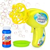 Ucradle Máquina Burbujas Niños Automatico Pistola de Burbujas de Jabón Soplador de Burbujas con 65ml Solución de Burbujas Juguete de Burbujas Maquina Pompas Jabón Regalo para Niños