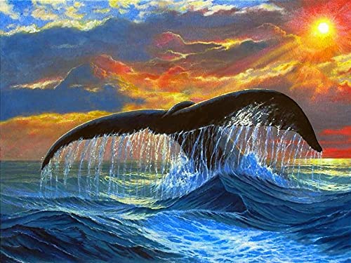 Jantabo 5D Diamond Painting Strass Complet Baleine, Broderie Diamant Peinture Kits Complète Océan, Craft pour Accueil Cadre Home Decoration Murale Salon Chambre Décoration 30x40cm Cover