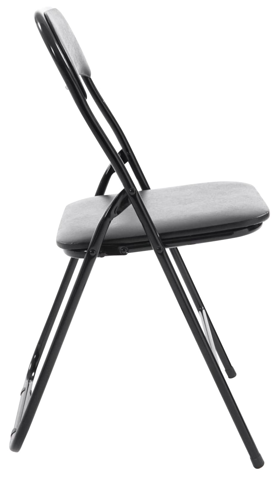 CLP 2er Set Klappstuhl Felix Gepolstert I Küchenstuhl Mit Metallgestell I Kunstleder PVC Sitz Gepolstert I Stühle Klappbar I Campingstühle, Farbe:schwarz/schwarz