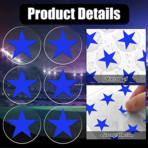 Image of Leinuosen Helmet Stickers Football Baseball Helmet Decals 1-1 /8 Inch Vinyl Sports Football Decals Self Adhesive Hockey Stickers for Hockey, Lacrosse, Batting(Clear Print Blue,Star)