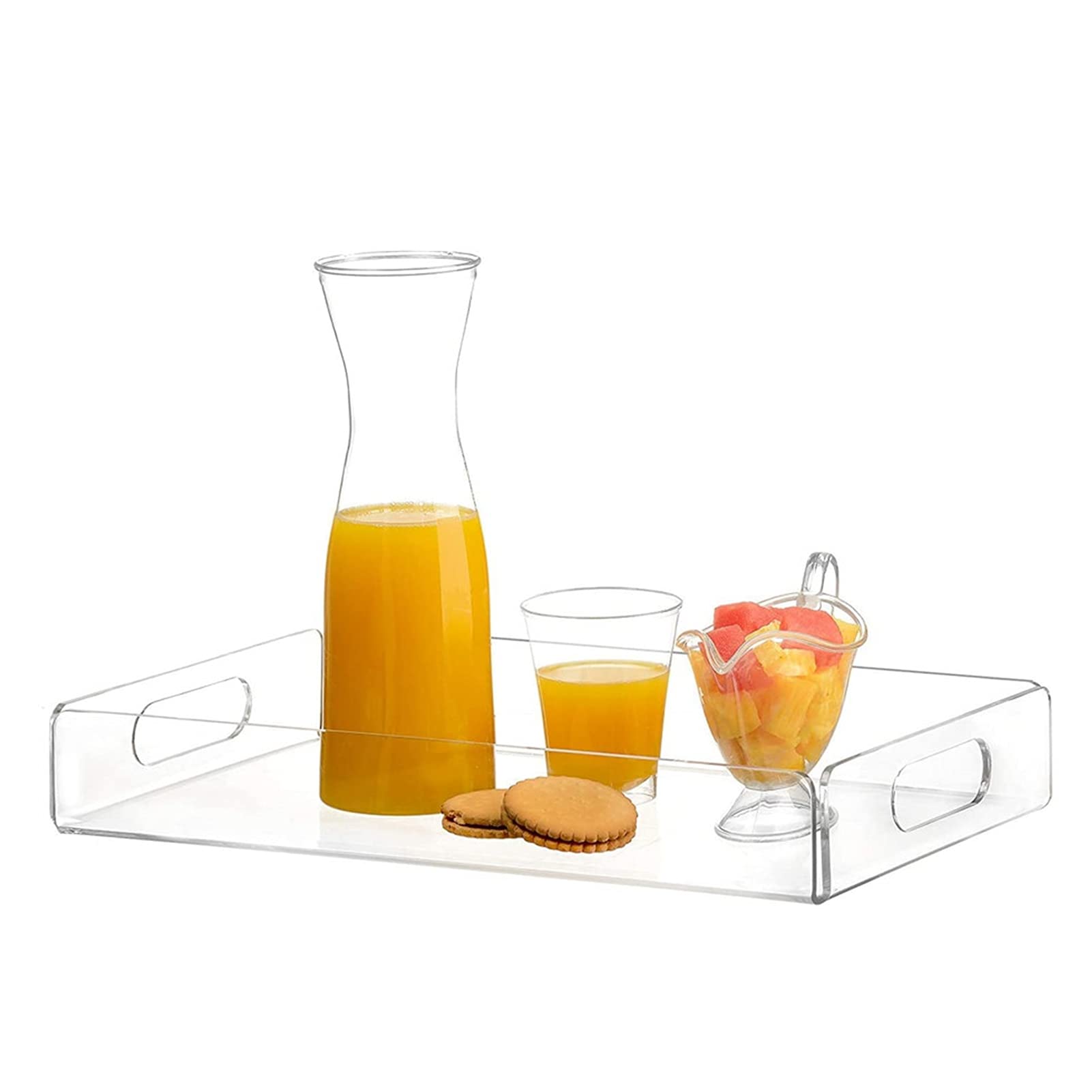 Vassoio Portatutto In Acrilico Trasparente – Bordi Rialzati Antigoccia – Manico Ergonomico – Per Colazione, Bagno, Feste, Ufficio - 3