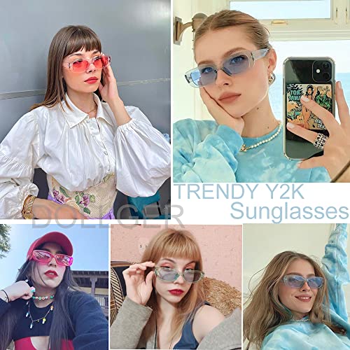 Image of BOJOD Rectangle Sunglasses for Women Men Fashion Trendy Chunky Frame 90s Rectangle Sunglasses