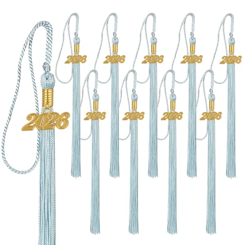 Image of 10 Pieces 2026 Graduation Tassels Bulk with Gold Year Charms for Graduation Cap Accessories (Sky Blue)