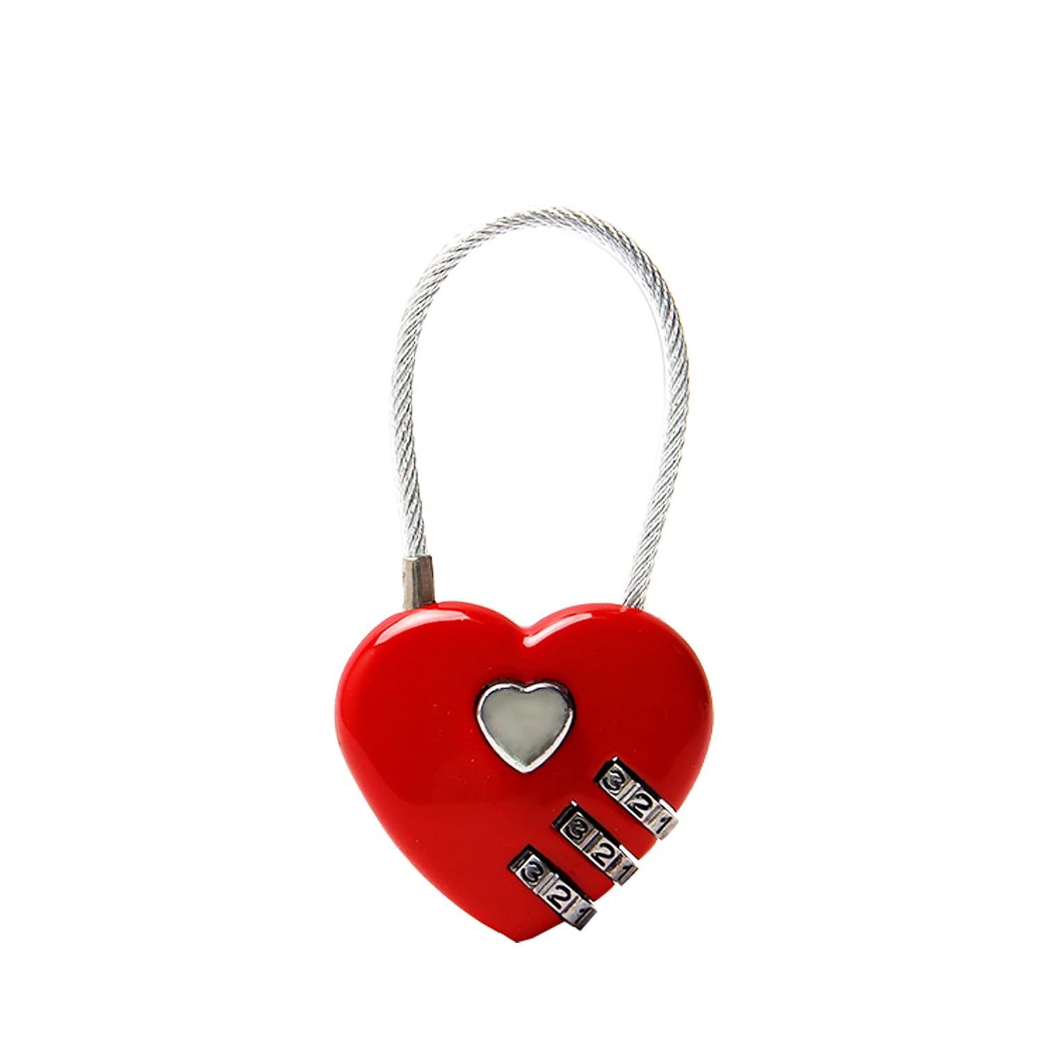 MroMax 3 Digit Combinations Padlock The Safe Cipher Lock Mini Zinc Alloy Resettable Code Lock, Red Locks Heart Shaped(1 Pack)