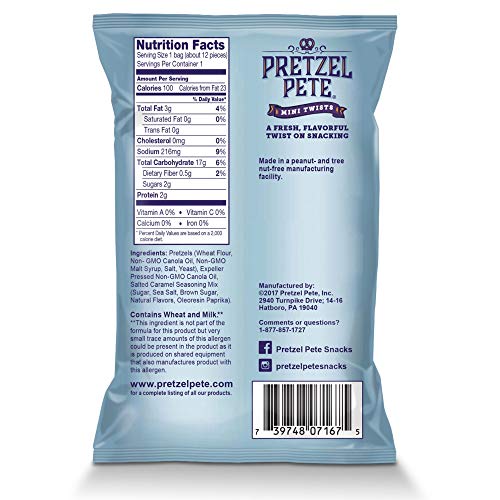 Pretzel Pete Salted Caramel Seasoned Mini Twist Pretzels, 100 Calories, Non-GMO, Small Batch, Bold Flavor, 0.8oz (24 Pack) - Thumbnail 2