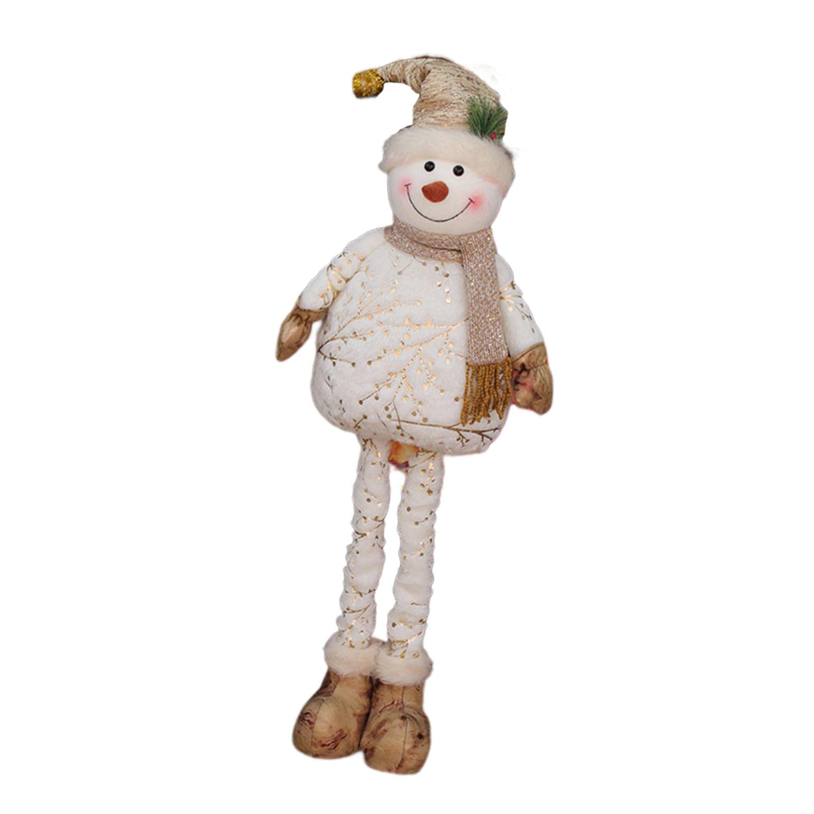 B Baosity Figurine Bonhomme de Neige à Jambes Télescopiques Flanelle Agréable Au Toucher Décoration de Table Noël Debout Adaptée pour Bureau Salon Chambre Intér, Chapeau Pointu