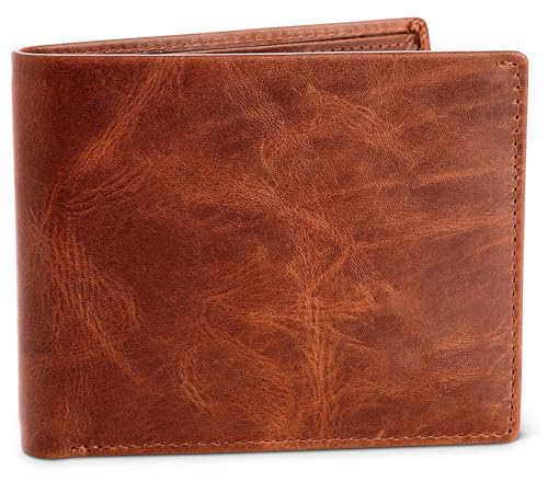 men's wallet Men's card holder genuine leather anti-theft swipe rfid card holder men's wallet(Coffee)