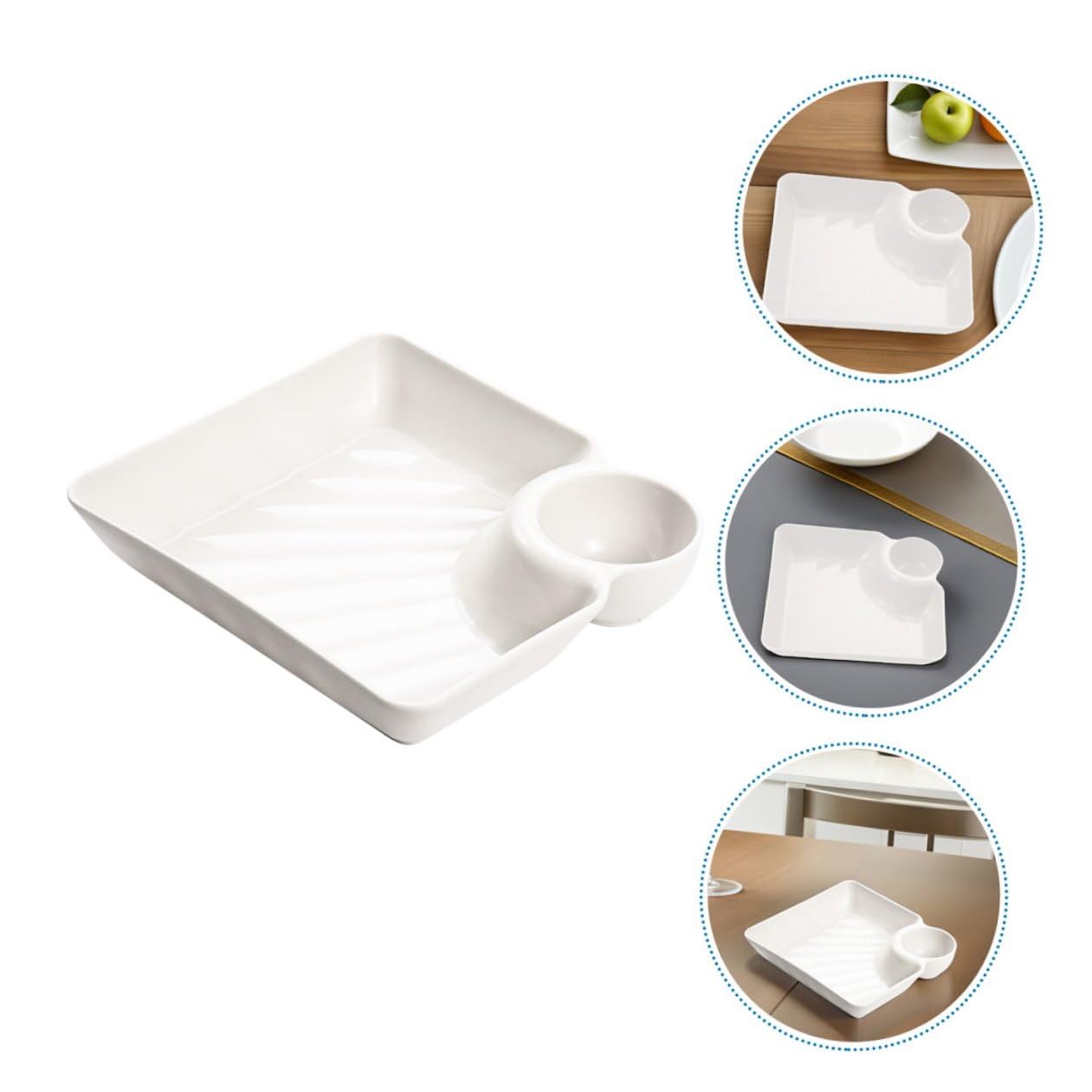 BESPORTBLE Set 6 Pezzi Piatti Portata Divisibili in Pp Bianco per Antipasti con Scomparto per Salsa, Facili da Pulire e Riutilizzabili per Cucina Domestica
