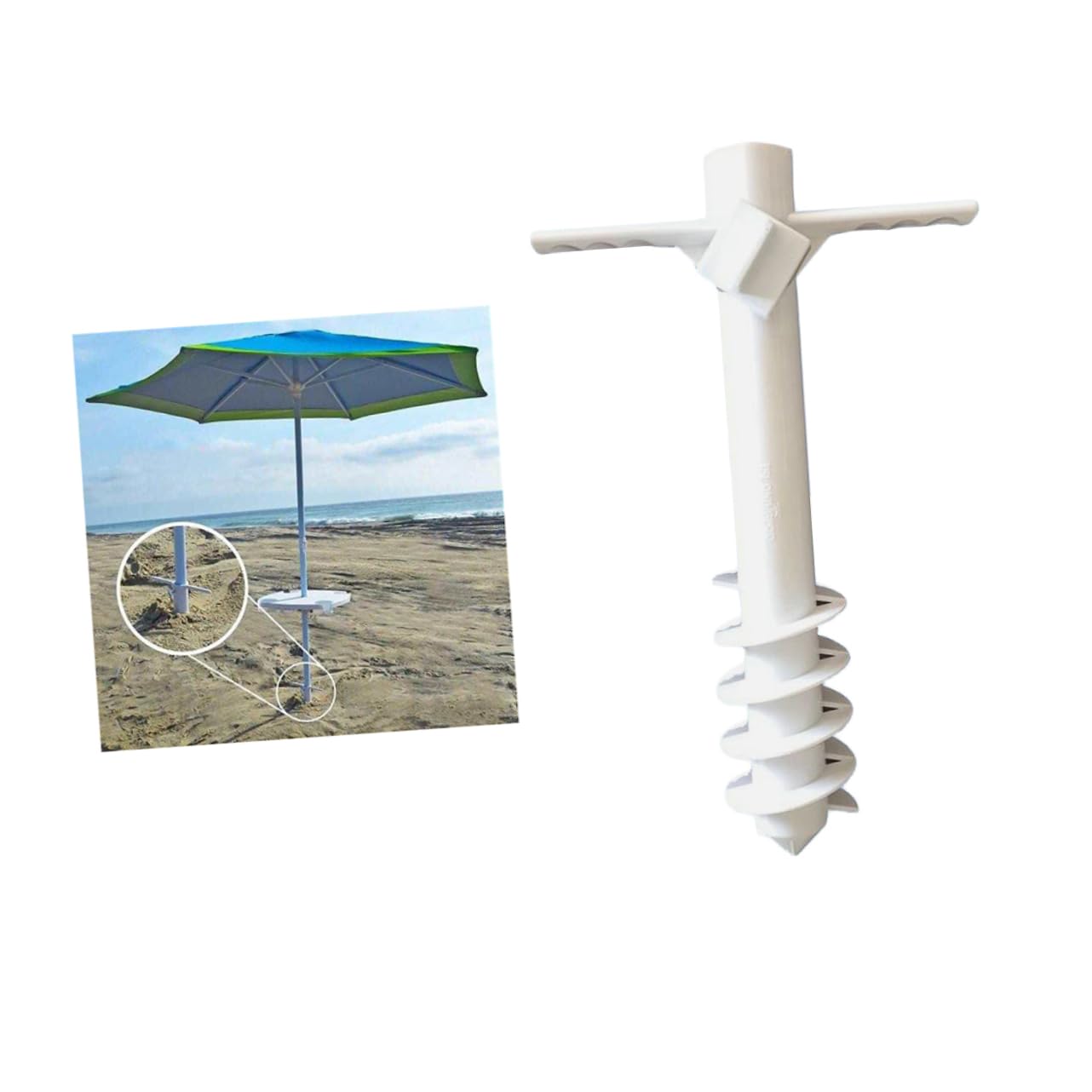 PartyKindom Ancla para Sombrilla de Playa de Plástico, 5 Espirales, Ligera y Fácil de Instalar, para Jardín y Playa