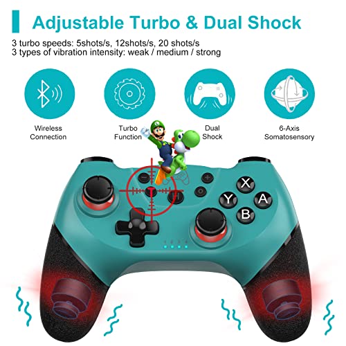 Sefitopher Wireless Switch Controller, Pro Controller Compatible For Switch/Switch Lite/Switch Oled, Pc Controller Support Gyro Axis Sensor, Dual Vibration Turbo Function, Ergonomic Non-Slip, Wakeup And Screenshot #TOP1