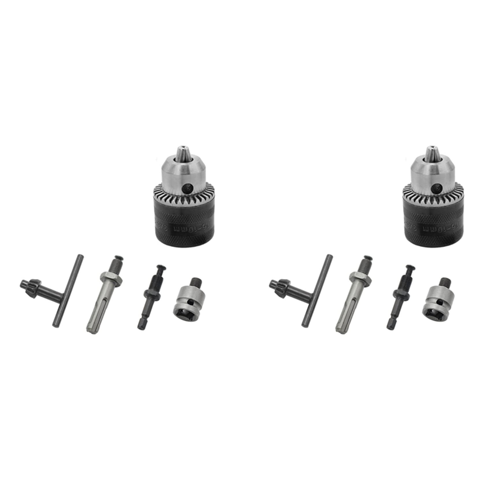 Jnchdghwa Black&Grey 10Pcs 1.5-10Mm 3/8-24Unf Drill Chuck Set Drill Adapter Changed Impact Wrench Into Eletric Drill Chuck Drill Tool Kits
