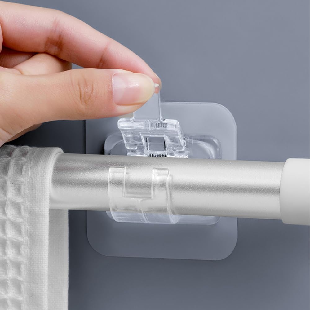 Ganci Per Tende Fyihoxi Senza Fori - 10 Pezzi Autoadesivi Per Tende E Portasciugamani | Nero - Foto 3