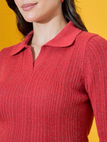 Image of 98 Degree North Women Spread Collar Sweater-G1165-BROWN