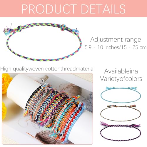 30Pcs Woven Wrap Friendship Bracelets Handmade Adjustable Colorful Tassels Cotton Rope Bracelets Jewelry Suitable Women Men Teenagers Matching Accessory2