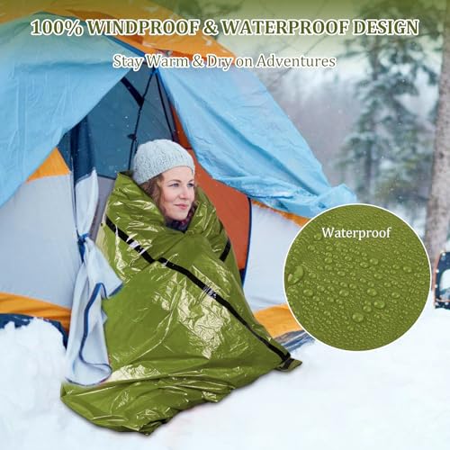 Image of Emergency Sleeping Bag - Portable Emergency Blanket for Survival Gear, Thermal Bivy Sack with D-Type Buckle, Waterproof & Lightweight for Camping, Hiking, Outdoor (2 /3 /5 Pack)