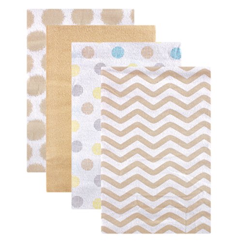 Image of Luvable Friends Unisex Baby Cotton Flannel Receiving Blankets, Tan Dots 4-Pack, One Size