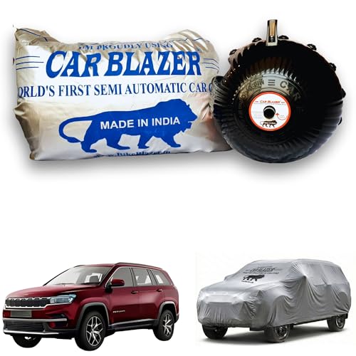 Image of CARBLAZER Portable & Semi-Automatic Full Body Car Covers: Heavy Duty Device| Anti-Theft| Dust & Scratch Proof | Water & Wind Resistant|Custom Fit| Dual-Side Cover, Compatible for Jeep Meridian
