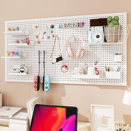 Genérico Estante de Pared para Herramientas con Panel Perforado para Garaje, Almacenamiento de Brocas, Soportes para Juegos de Llaves, Paneles Perforados, Panel Perforado de Metal montado en la Pared