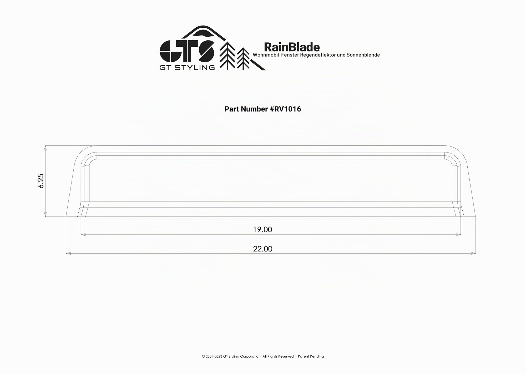 RainBlade Wohnmobil-Fensterabweiser und Sonnenblende (für 30,5–40,6 cm breite Fenster)