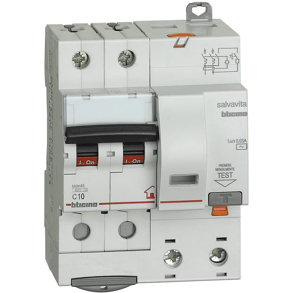 BTicino GC8230AC10 Interruttore Magnetotermico Differenziale BTDIN-RS 2P Tipo AC 10A