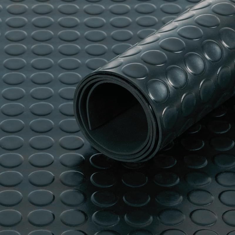 Black Rubber Matting Roll | Thick Heavy Duty Flooring Mat Indoor & Outdoor Non-Slip Waterproof & Easy to Cut | Ideal for Garage Vans Gym Shed Floor | (0.5m x 1.5m Coin)