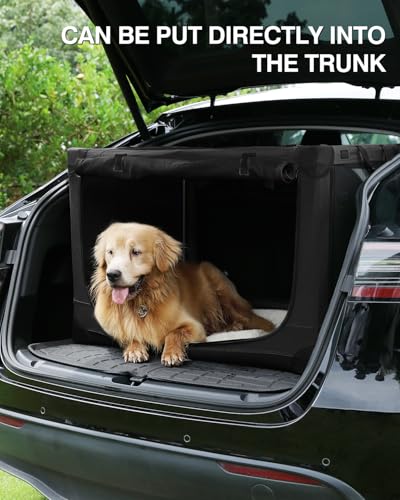 24 Inch Collapsible Travel Dog Crate for Medium Large Dogs, Portable Dog Crate 4-Door Foldable Soft Kennel with Durable Mesh Windows for Indoor & Outdoor Travel, with Storage Bag,Black - Image 5